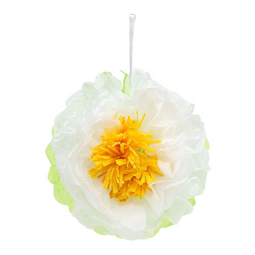 Floristik24 Paper flower Ø28cm for hanging green-white