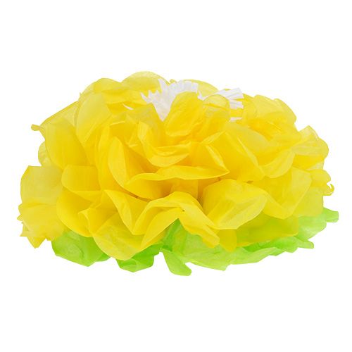 Product Paper flower Ø28cm for hanging green-yellow