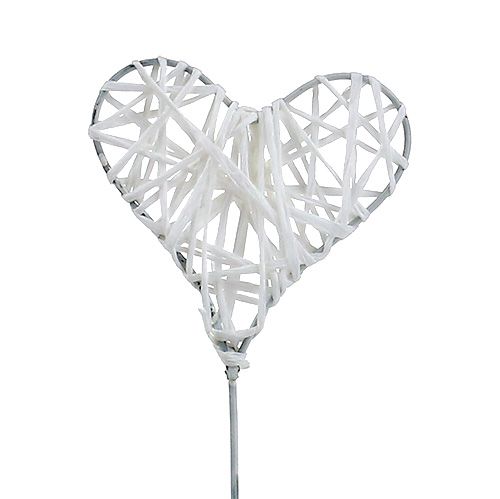 Floristik24 Paper heart on wire 5cm white 36pcs