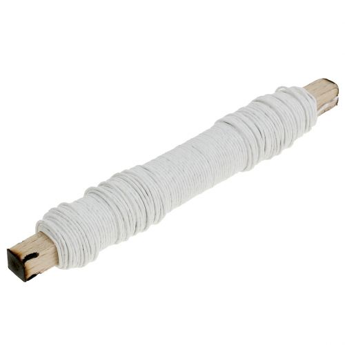 Floristik24 Paper cord wire wrapped Ø0.8mm 22m white