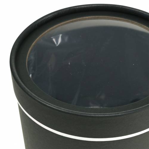 Floristik24 Flower box round cardboard black, silver Ø12.5 / 16cm set of 2