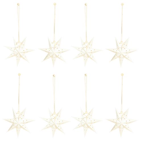 Product Paper Star Christmas Ornaments White 10cm Set of 8 Decorations