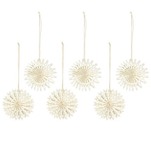 Product White paper star Christmas tree ornament, hanging decoration, Ø10cm, 6 pieces