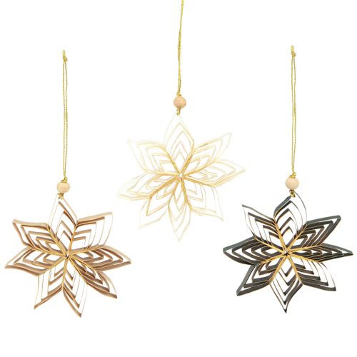 Product Paper star Christmas tree ornaments 10cm White Brown Green 6 pcs