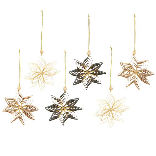 Product Paper star Christmas tree ornaments 10cm White Brown Green 6 pcs