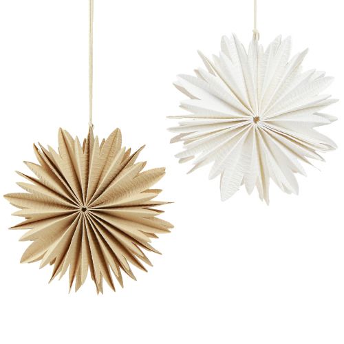 Product Paper Stars White Brown 16cm Christmas Decoration Set of 6