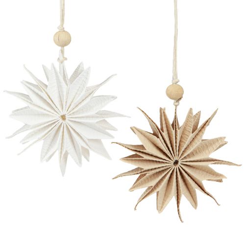 Floristik24 Paper Stars Christmas Hanging Decoration Brown White 12cm Set of 6
