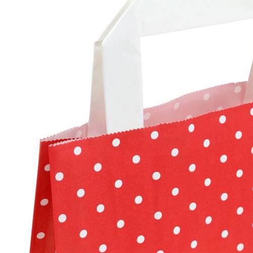 Floristik24 Paper bag red with dots 18cm x 8cm x 22cm 25p