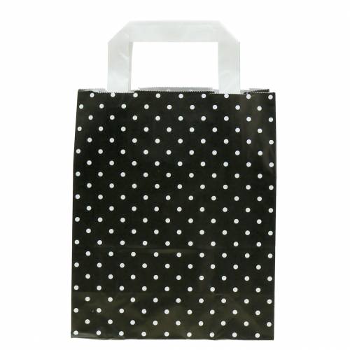 Floristik24 Paper bag black with dots 22cm x 10cm x 31cm 25 pieces