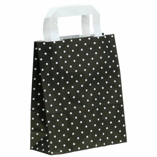 Floristik24 Paper bag black with dots 18cm x 8cm x 22cm 25p