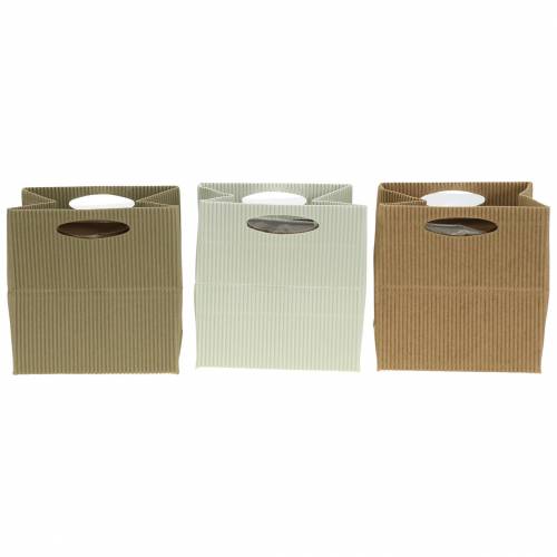 Paper Bag Flowerpot Planter Natural, Grey 10.5cm 12 Pcs