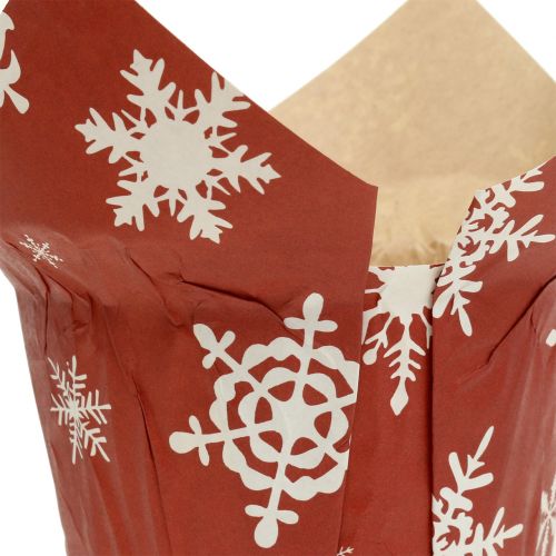 Product Paper pots with snowflakes red-white Ø9cm 12pcs