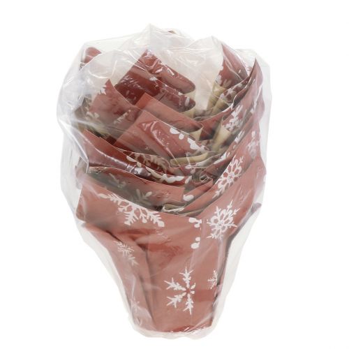 Floristik24 Paper pot with snowflakes red-white Ø6cm 12p