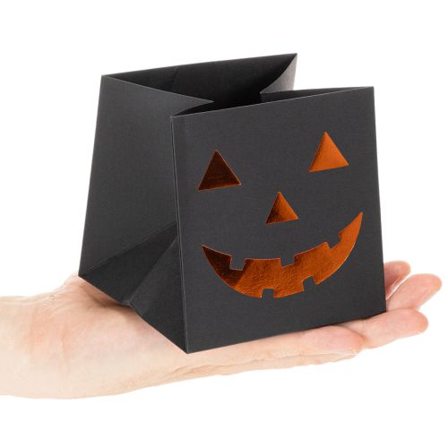 Paper bag pumpkin face planter Halloween decoration 10cm 6pcs | Floristik24.ie