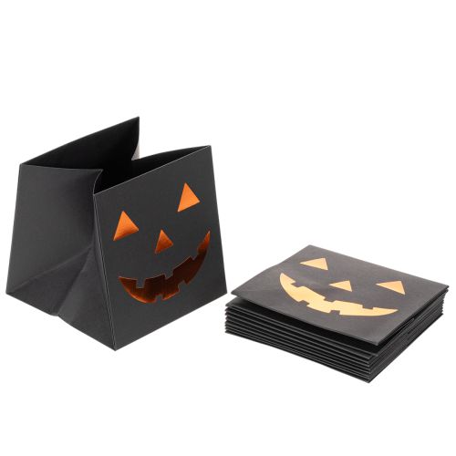 Paper bag pumpkin face planter Halloween decoration 10cm 6pcs | Floristik24.ie