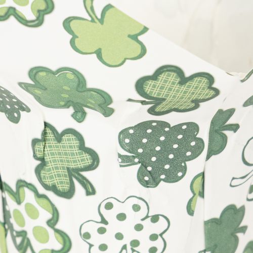 Paper flower pot with clover motif, New Year's decoration, 12cm, 12 pieces | Floristik24.ie