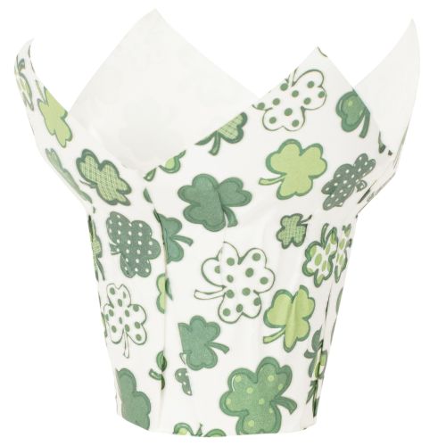 Paper flower pot with clover motif, New Year's decoration, 12cm, 12 pieces | Floristik24.ie
