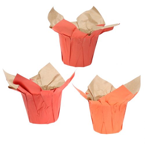 Floristik24 Paper pot planter orange / red Ø10cm 12pcs