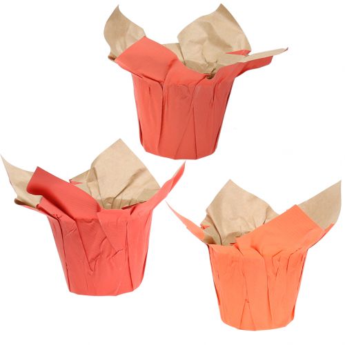 Floristik24 Paper pot planter orange / red Ø12cm 12pcs