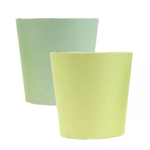Product Paper pot, cachepot, planter blue/green Ø11cm H10cm 4pcs
