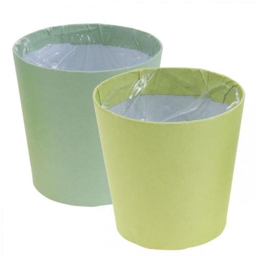 Floristik24 Paper cachepot, planter, pot for planting blue/green Ø13cm H12.5cm 4pcs