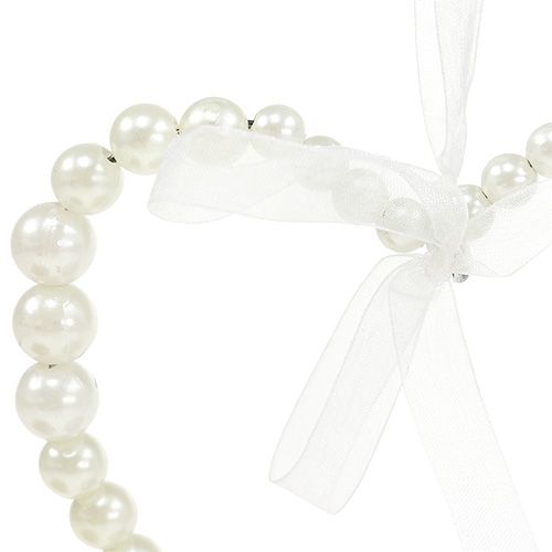 Floristik24 Pearl heart to hang white 13cm 4pcs