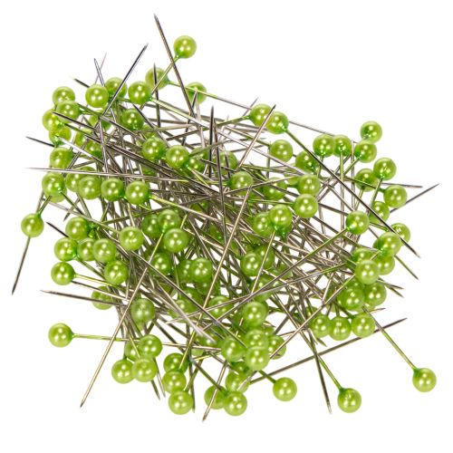 Green pearl-headed floristry pins, versatile use, Ø4mm, 40mm, 150 pieces