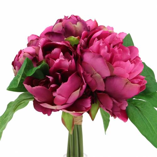 Floristik24 Artificial flower bouquet with peonies magenta purple Ø27cm 1 pc