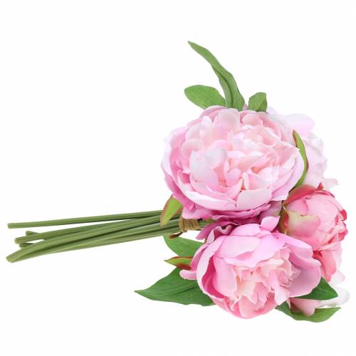 Floristik24 Artificial flower bouquet with peonies pink Ø27cm 1 pc