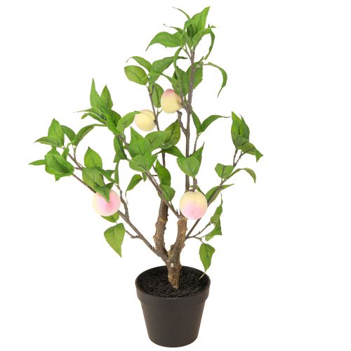 Product Artificial peach tree with 4 fruits, decorative, H53cm