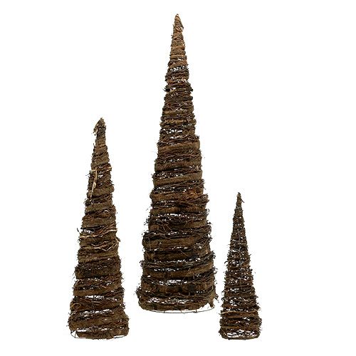 Plant cones natural set of 3 40x10/60x15/80x20cm