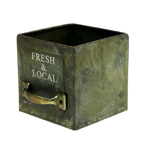 Floristik24 Plant drawer sheet metal set of 3 antique green