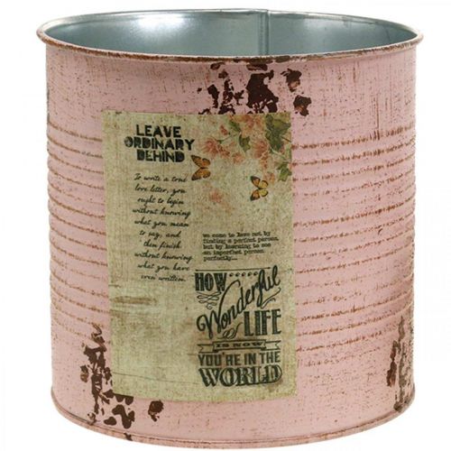 Floristik24 Planter old pink decorative box metal vintage Ø15.5cm H15cm