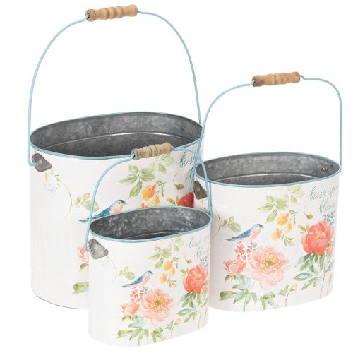 Oval vintage spring decoration planter, metal, 26/22/17cm, set of 3 buy online | Floristik24.ie