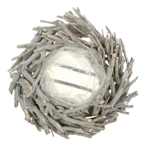 Floristik24 Planter basket wreath made of branches gray Ø34cm