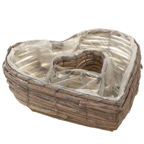 Floristik24 Plant Heart Plant Bowl Heart Natural Grey 30/40cm Set of 2