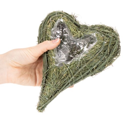 Plant heart made of natural material with foil insert, 22cm, 2 pieces | Floristik24.ie