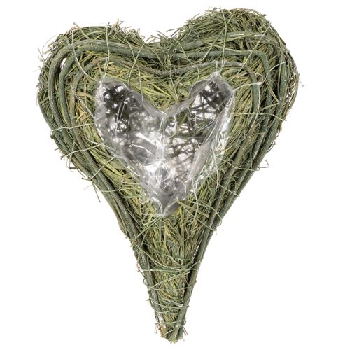 Plant heart made of natural material with foil insert, 22cm, 2 pieces | Floristik24.ie
