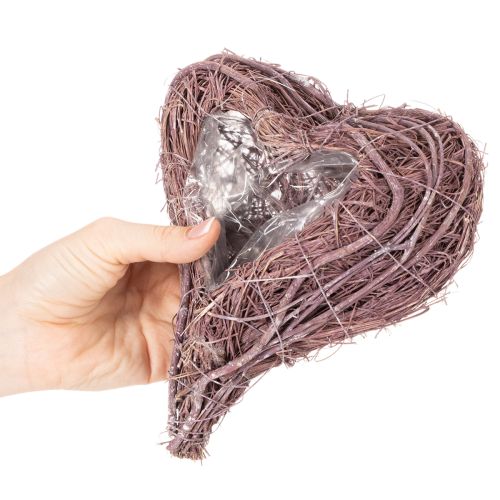 Decorative heart made of twigs with planting foil, 20cm, 2 pieces | Floristik24.ie