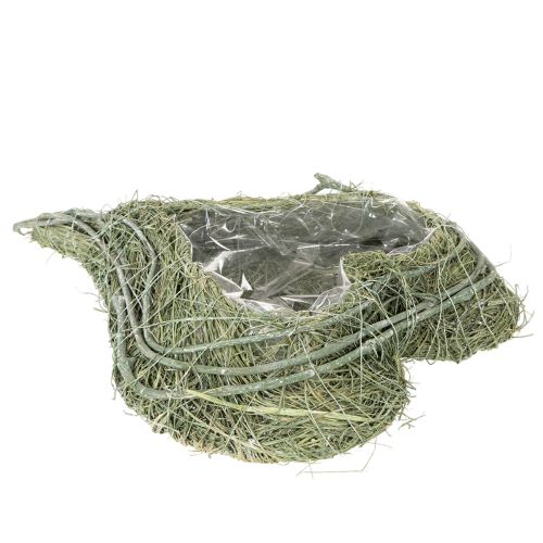 Heart-shaped bowl made of natural grass with planting foil, 38cm | Floristik24.ie