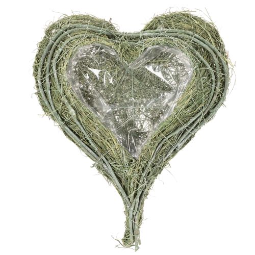 Heart-shaped bowl made of natural grass with planting foil, 38cm | Floristik24.ie