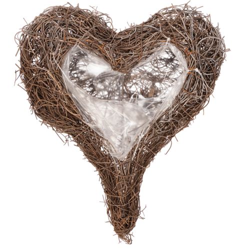 Heart-shaped planter made of twigs with foil, 20cm, 2 pieces | Floristik24.ie