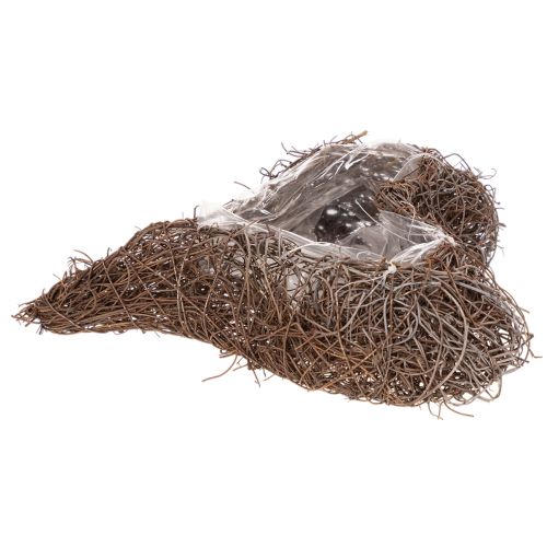 Heart-shaped planter made of twigs with foil, 20cm, 2 pieces | Floristik24.ie