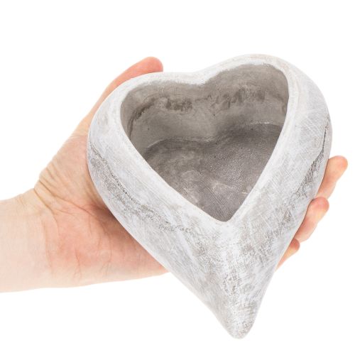 Decorative heart-shaped bowl, grey; small heart-shaped planter, 19cm | Floristik24.ie