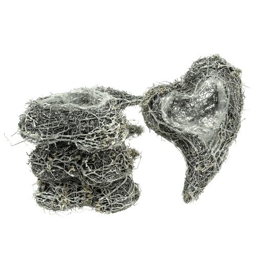 Product Decorative Vine Heart Planter, White, Creative Planting Idea for Home & Gift, Plastic Film, Set of 4, 15cm x 23cm x 5cm