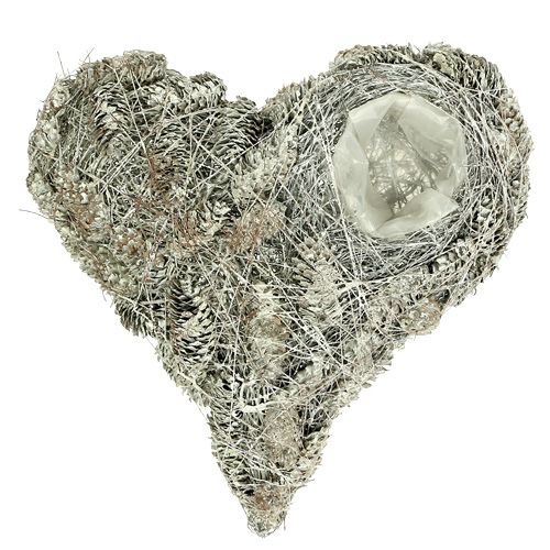 Floristik24 Plant heart made of cones 26x27cm whitewashed 2pcs
