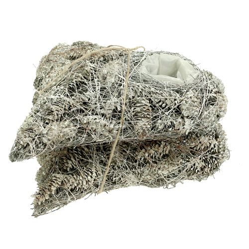 Floristik24 Plant heart made of cones 26x27cm whitewashed 2pcs