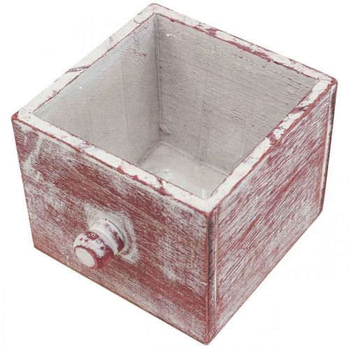 Product Plant box wooden decorative drawer shabby chic red white 12cm