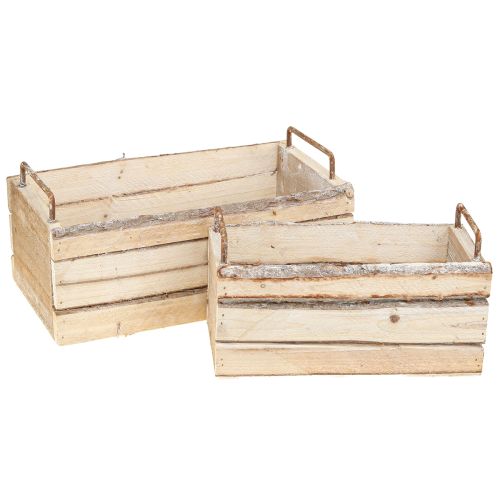 Product Planter Wood Bark Natural Handle L29cm/23cm Set 2pcs