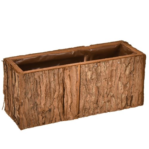 Floristik24 Wooden planter oblong flower box pine bark 27×10cm
